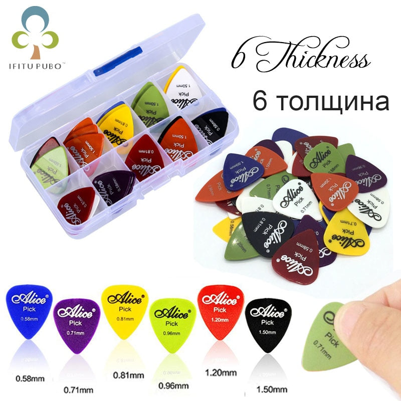 50Pcs Set Electric/Acoustic Guitar Pick Music (0.58/0.71/0.81/0.96/1.20/1.50mm)